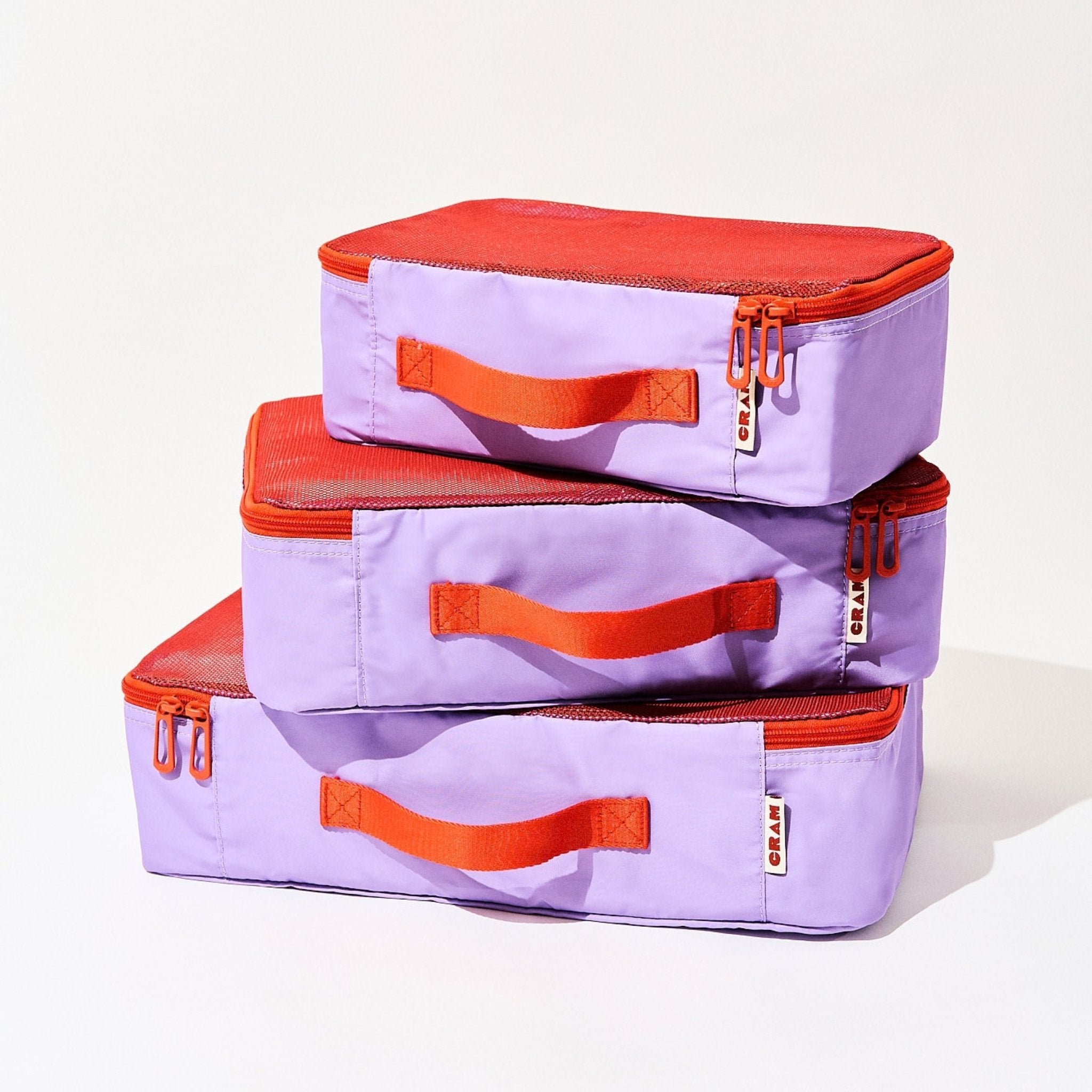 Twilight purple Cram packing cubes, set of 3, stacked