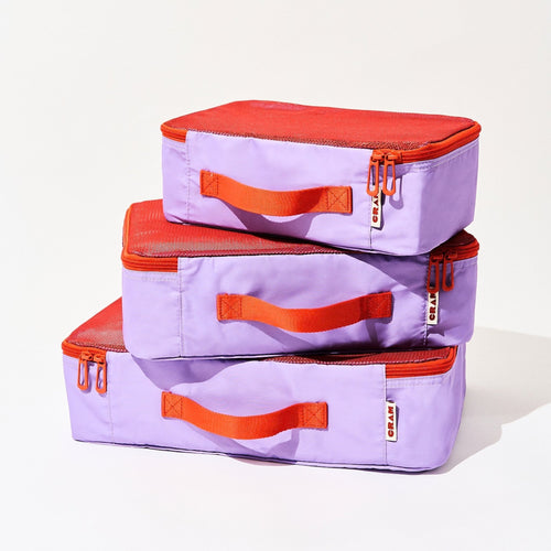 Twilight purple Cram packing cubes, set of 3, stacked